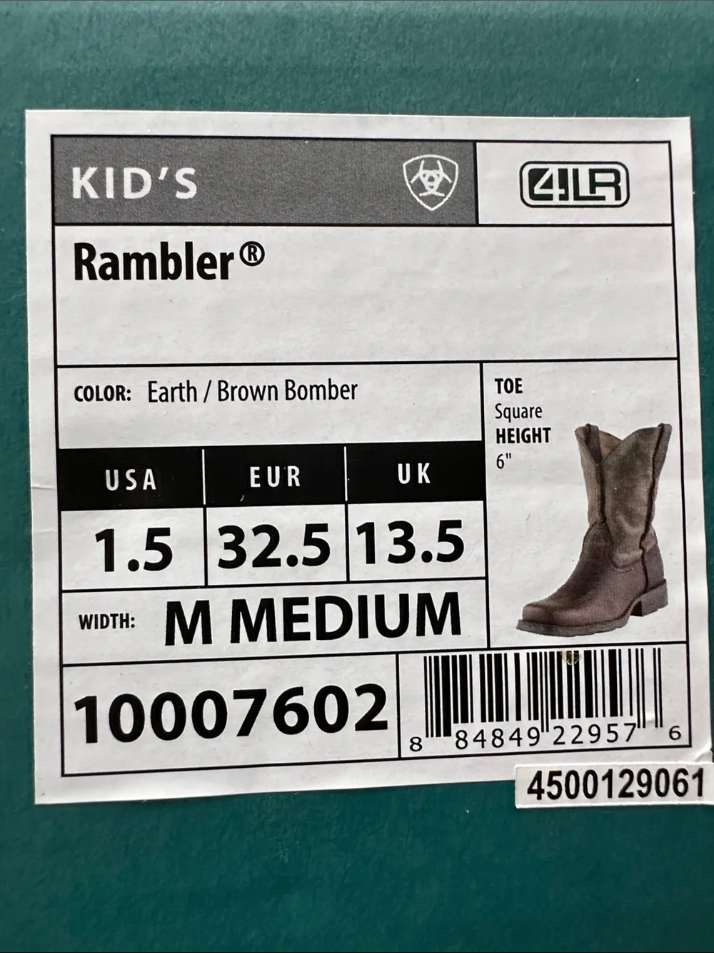 Ariat Rambler Leather Cowboy Boots Big Kids 1.5